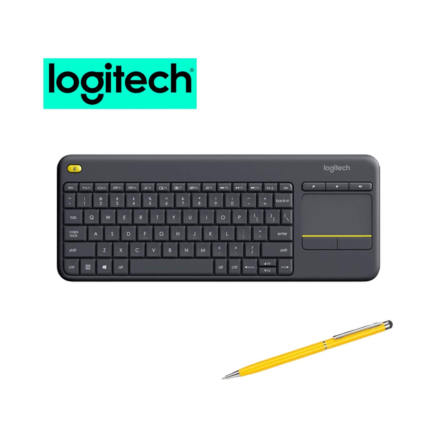 Logitech Wireless Touch TV Keyboard K400 Plus for Computers Laptops with Touchpad Bundle 1-Pack + Stylus