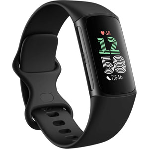 Fitbit Charge 6 Fitness Tracker with Heart Rate, GPS, Premium Membership, Health Tools, - Obsidian/Black S & L Bands Included - Reconditioned