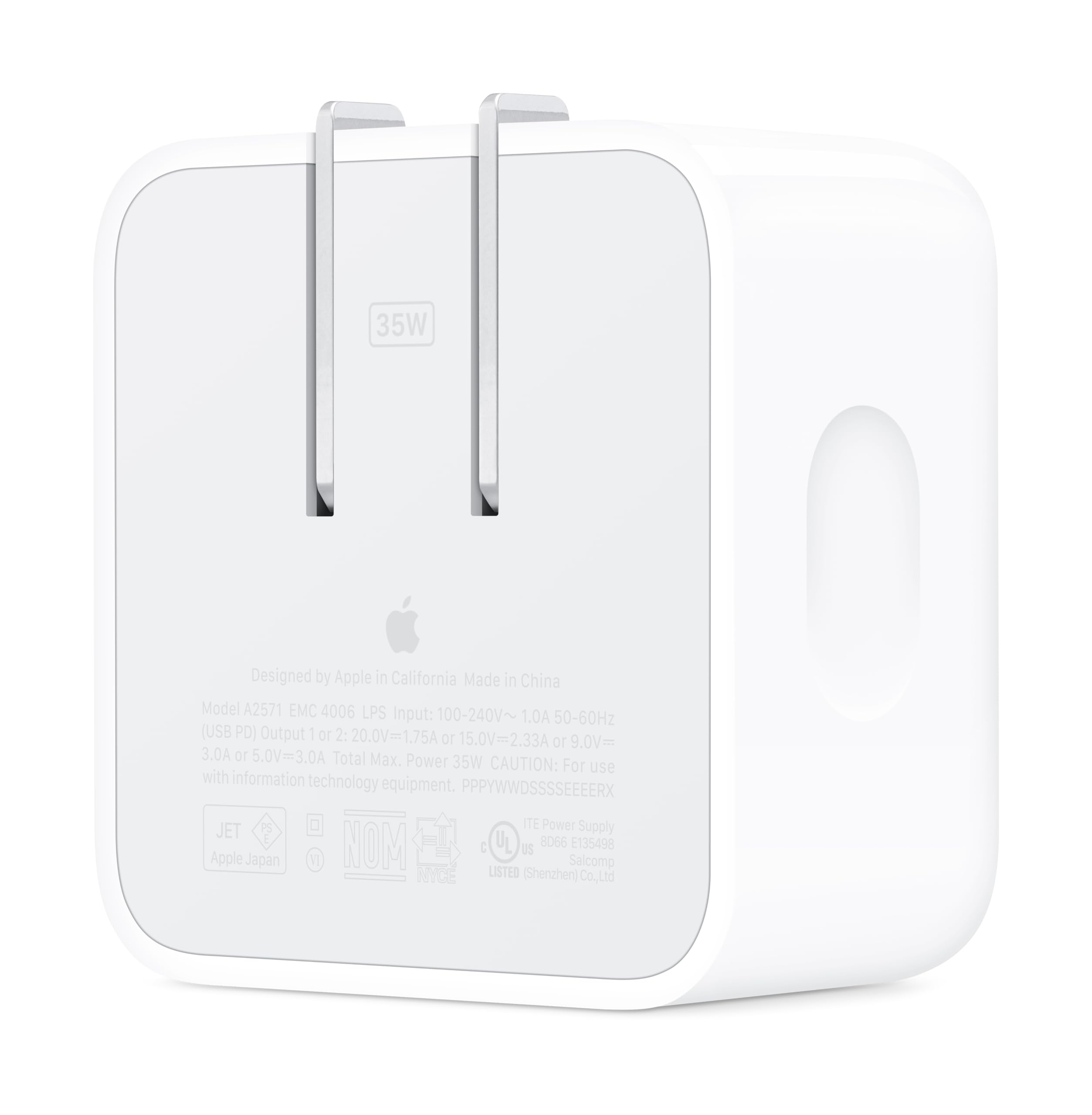 Apple 35W Dual USB-C Port Compact Power Adapter: Fast and Convenient Charging, Type C Wall Charger