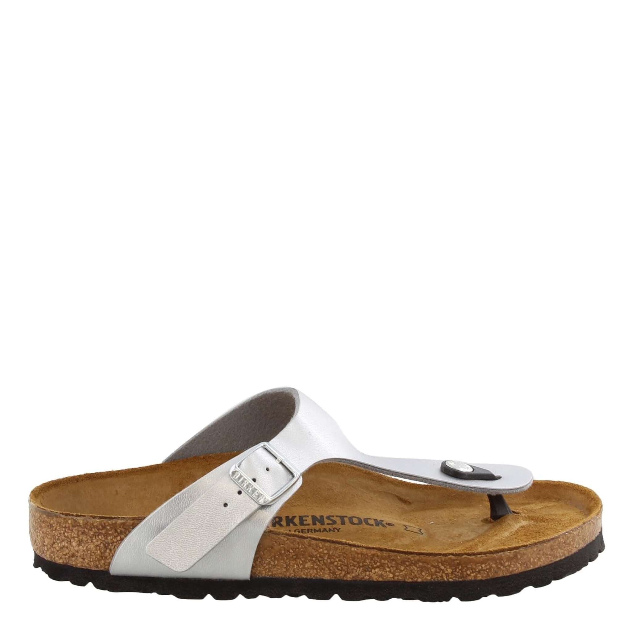 BIRKENSTOCK Gizeh Birko-Flor Metallic Silver Birko Flor 41 US Women's 10-10.5 Regular Birkenstock