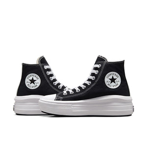 Converse Chuck Taylor All Star Move Women's Laceup Canvas Platform Sneakers Black White, US 10