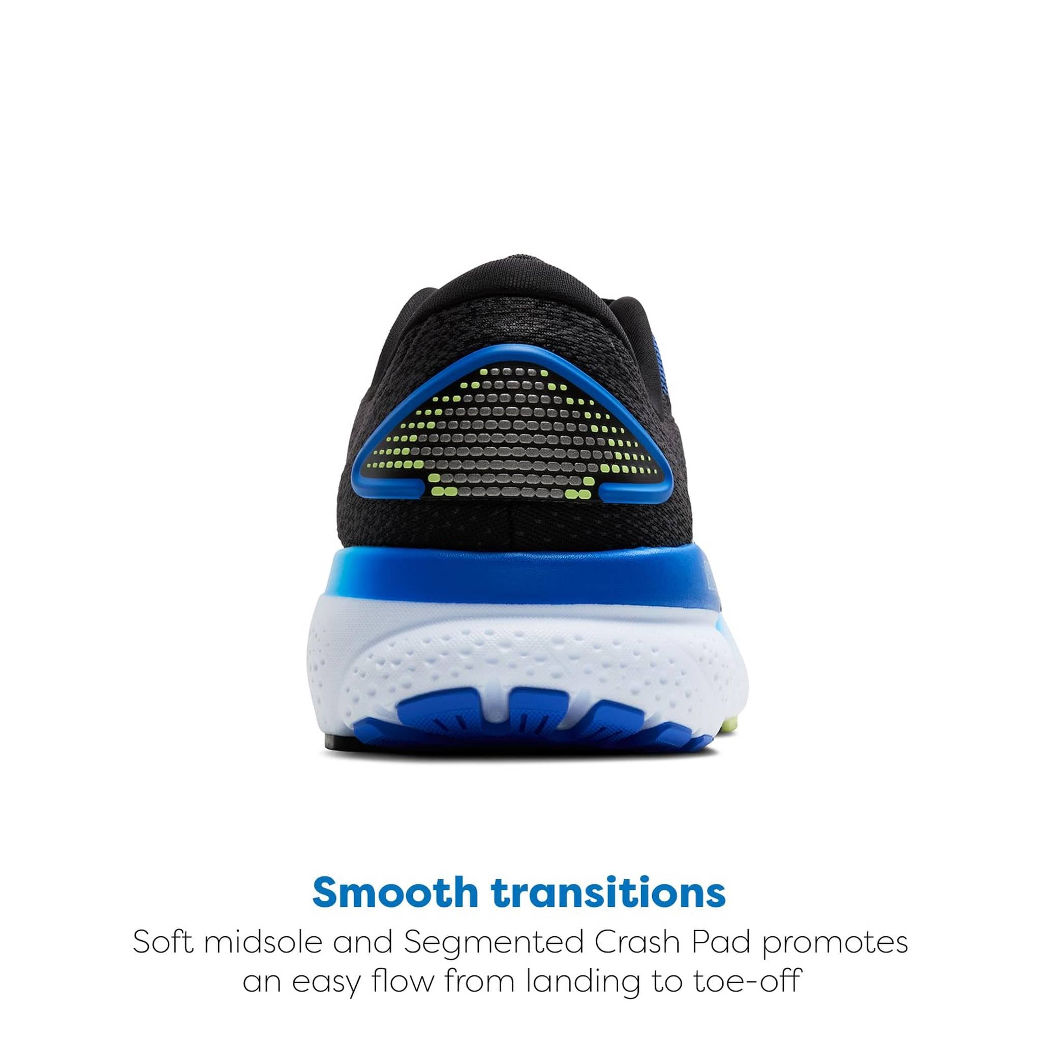 Brooks Men’s Ghost 16 Neutral Running Shoe - Black/Cobalt/Neo Yellow - 10 Medium