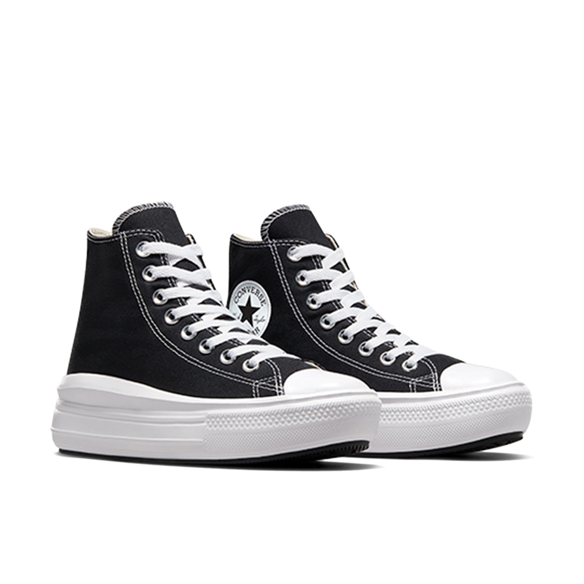 Converse Chuck Taylor All Star Move Women's Laceup Canvas Platform Sneakers Black White, US 10