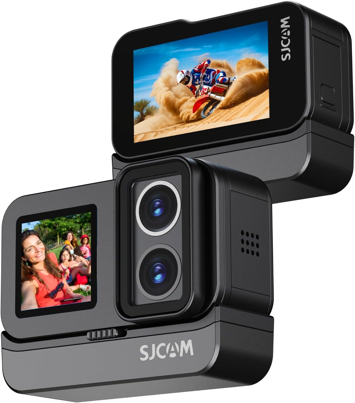 SJCAM SJ20 Action Camera 4K 20MP HDR Camera with Dual Lens,Dual Screen,Dual Batteries. f2.0/f1.3 Dual Sensor, Low Light Night Vision Camera,Stabilization 2.0 5G WiFi Cam,131ft Under-Waterproof Camera
