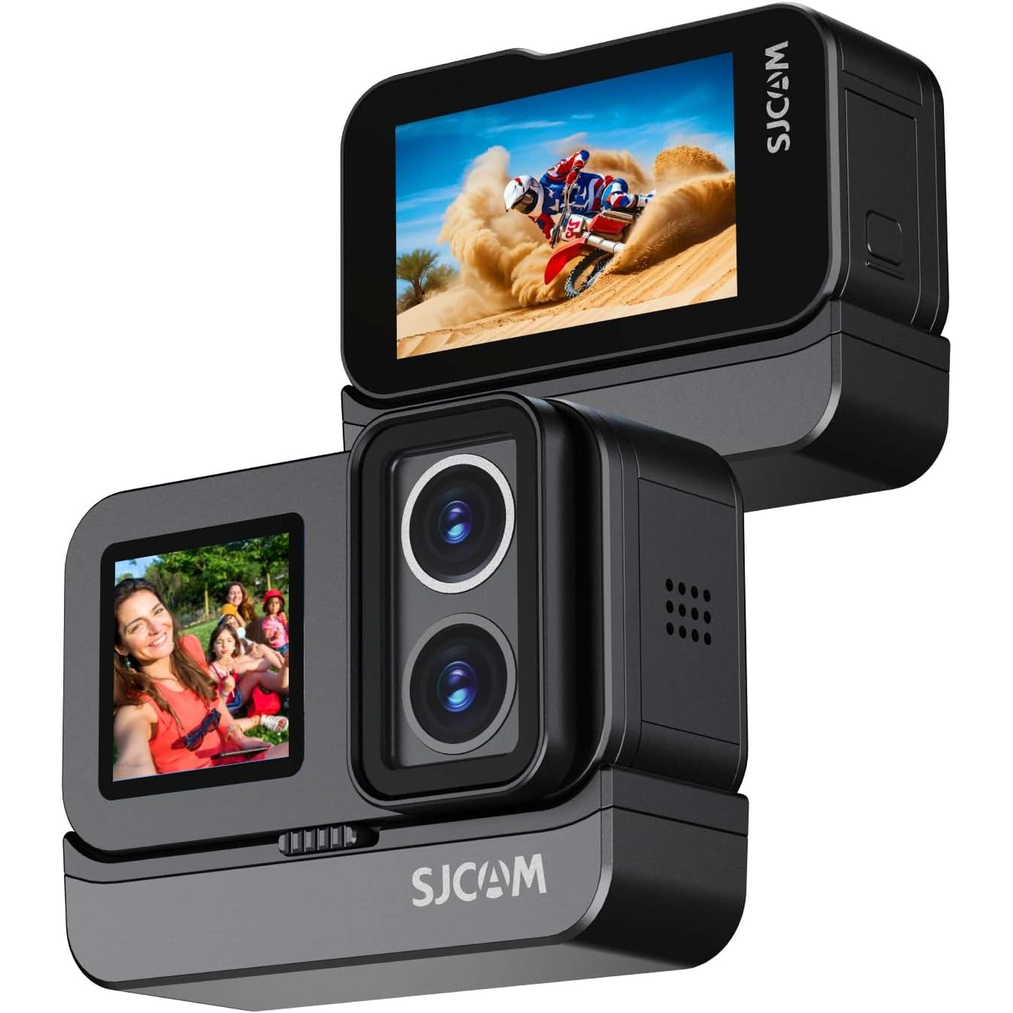 SJCAM SJ20 Action Camera 4K 20MP HDR Camera with Dual Lens,Dual Screen,Dual Batteries. f2.0/f1.3 Dual Sensor, Low Light Night Vision Camera,Stabilization 2.0 5G WiFi Cam,131ft Under-Waterproof Camera