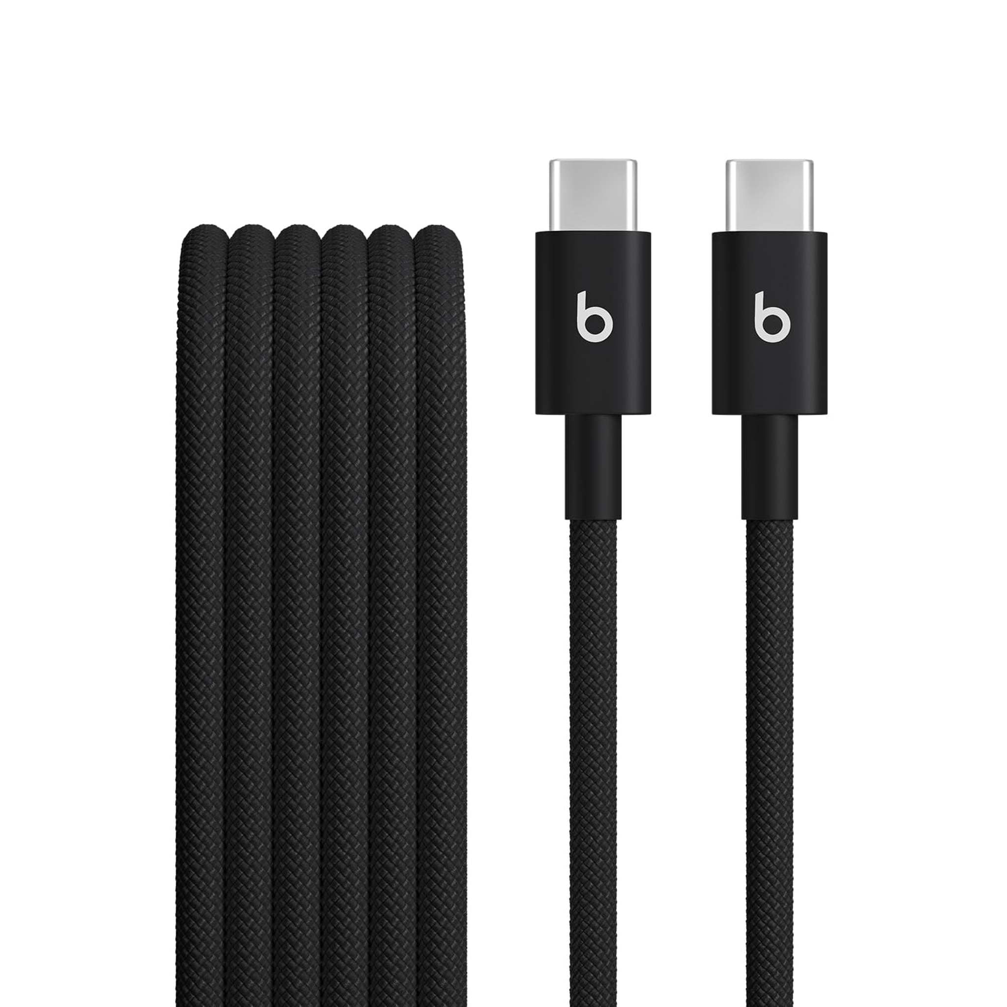 Beats USB-C to USB-C Woven Cable Fast Charging Durable/Tangle-Free Compatible Charger for Apple & Android Devices 1.5 m, 5 ft - Bolt Black