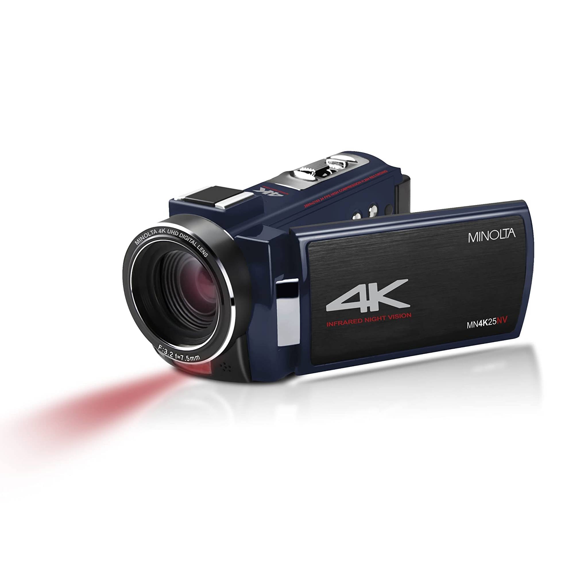 Minolta MN4K25NV 4K Ultra HD 30 MP Night Vision Camcorder Blue , MN4K25NV-W-BL Minolta