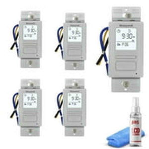 5-Pack Honeywell Timer Switch with Sunrise Sunset Single or 3 Way + LCD Cleaner Honeywell