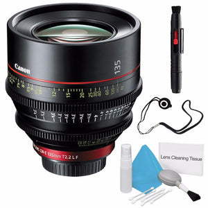 Canon CN-E 135mm T2.2 L F Cinema Prime Lens EF Mount International Model + Deluxe Cleaning Kit + Lens Cap Keeper Pro Bundle