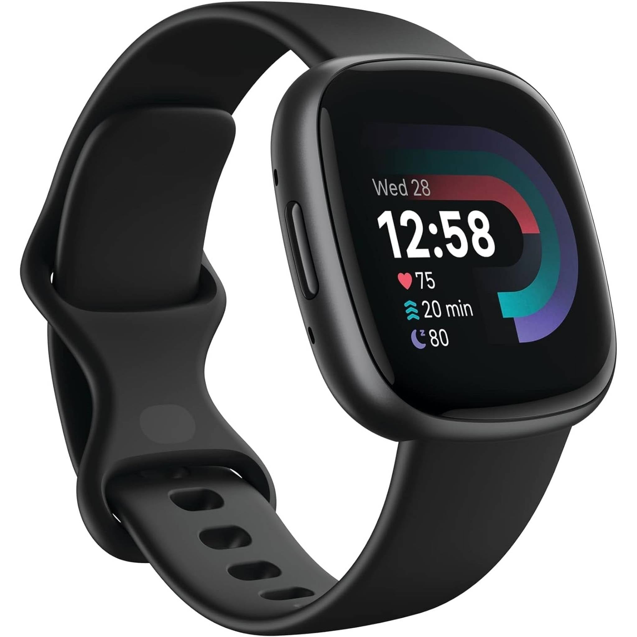Fitbit Versa 4 Fitness Smartwatch with Daily Readiness, GPS, 24/7 Heart Rate, 40+ Exercise Modes, Sleep Tracking and more, Black/Graphite, One Size S & L Bands Included - Reconditioned Fitbit