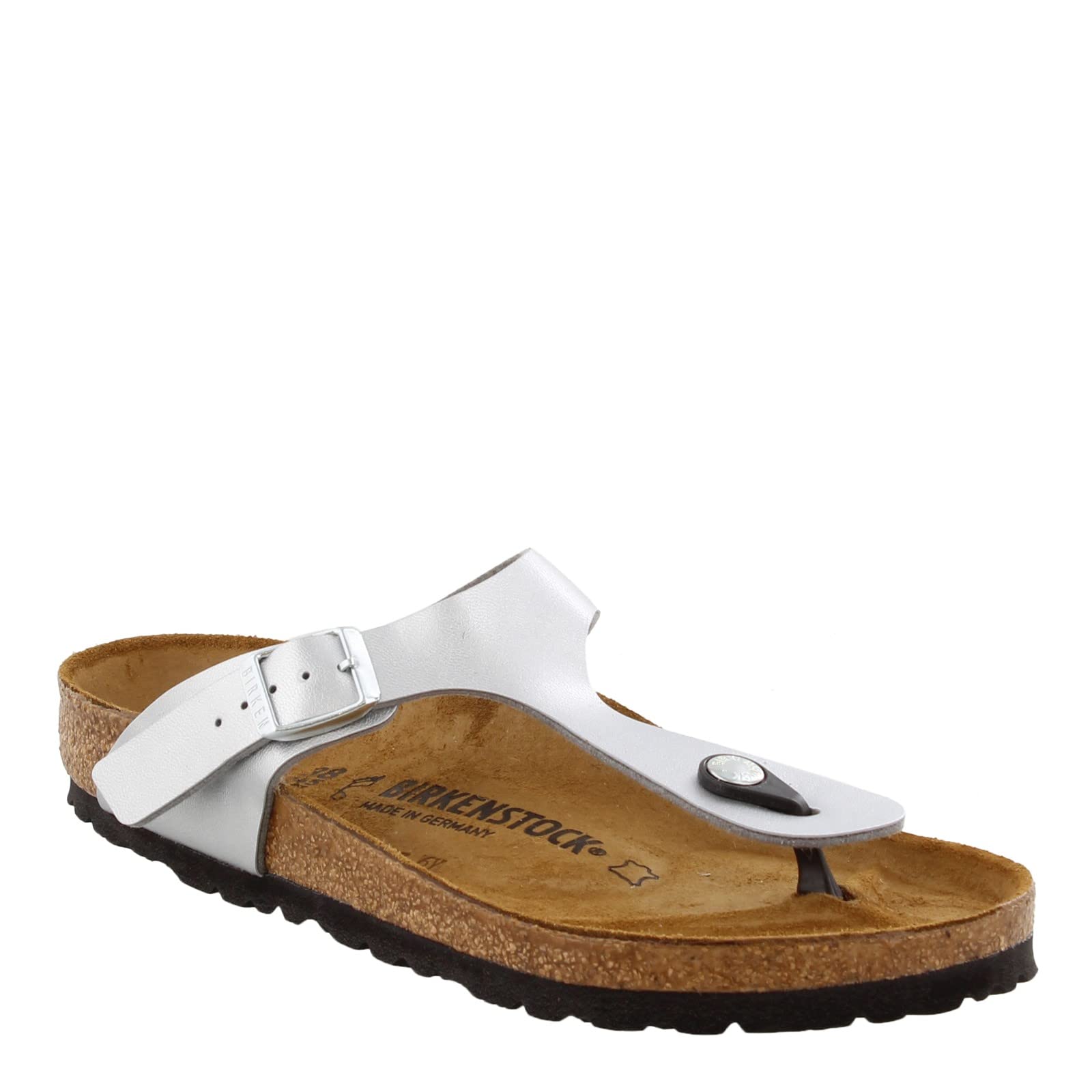 BIRKENSTOCK Gizeh Birko-Flor Metallic Silver Birko Flor 41 (US Women's 10-10.5) Regular