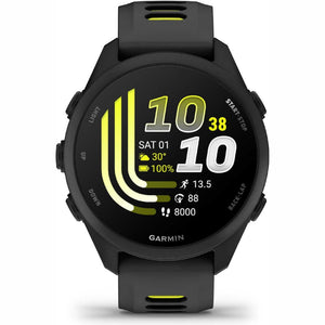 Garmin Forerunner® 170 Music, GPS Running Smartwatch, Advanced Training Metrics and Recovery Insights Plus Music Storage, Black with Black/Amp Yellow Band