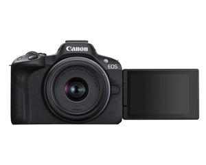 Canon EOS R50 Mirrorless Vlogging Camera Black w/RF-S18-45mm F4.5-6.3 is STM Lens, 24.2 MP, 4K Video, Subject Detection & Tracking, Compact, Smartphone Connection, Content Creator