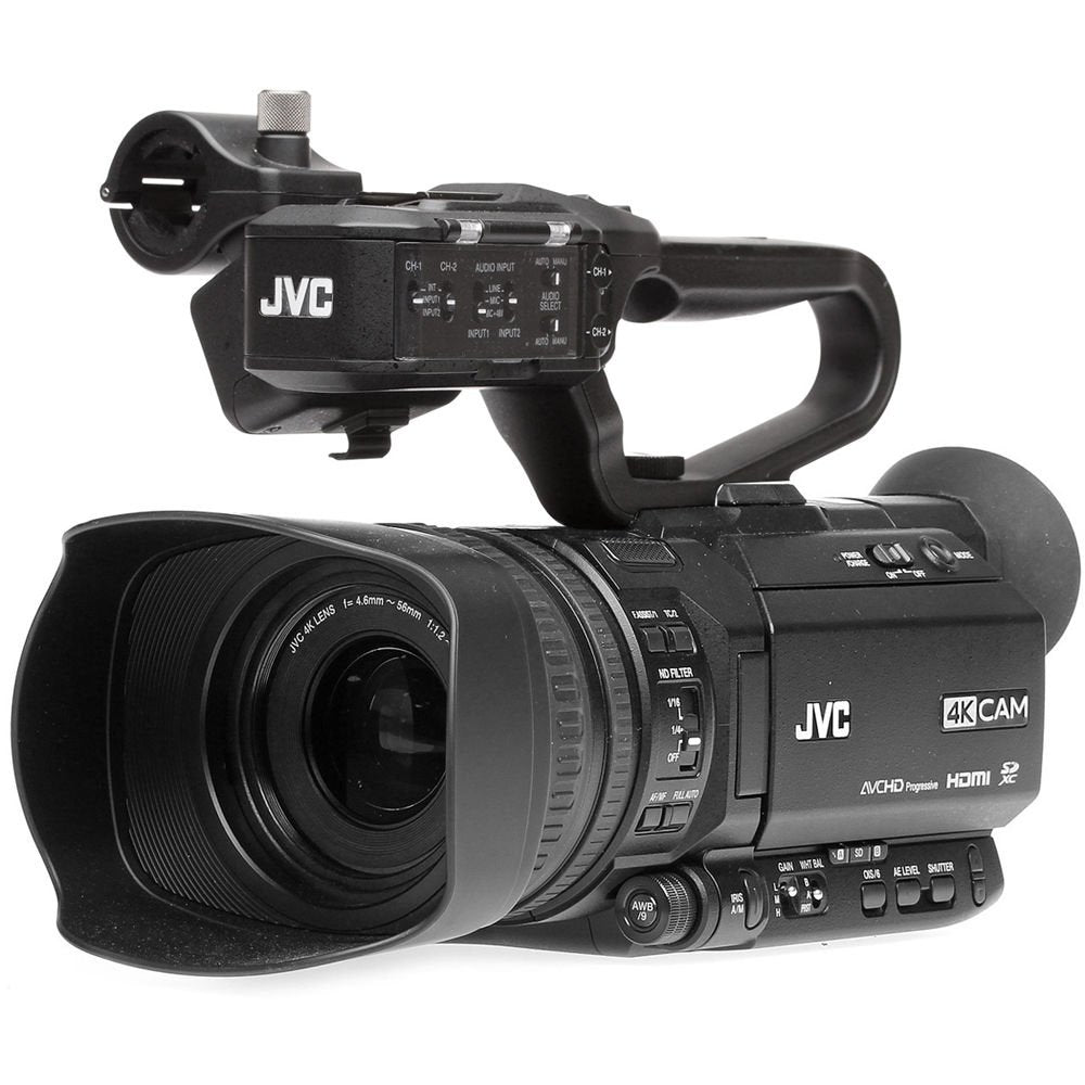 JVC GY-HM250 UHD 4K Streaming Camcorder with Built-in Lower-Thirds Graphics Pro Accessory Bundle