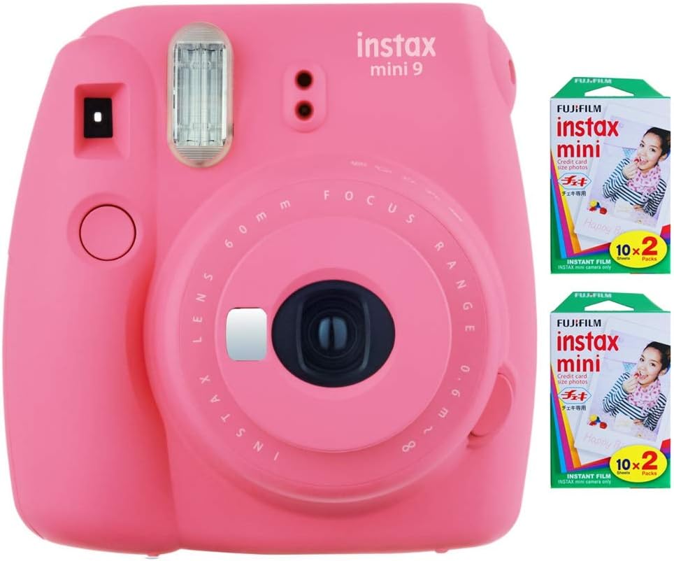 Fujifilm Instax Mini 9 Instant Camera (Flaming Pink) with 40 Instant Film Photos