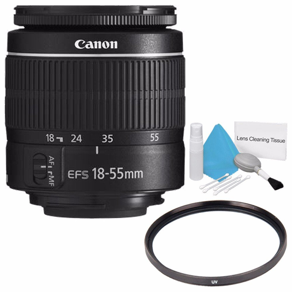 Canon EF-S 18-55mm f/3.5-5.6 III Lens International Model + 58mm UV Filter + Deluxe Cleaning Kit