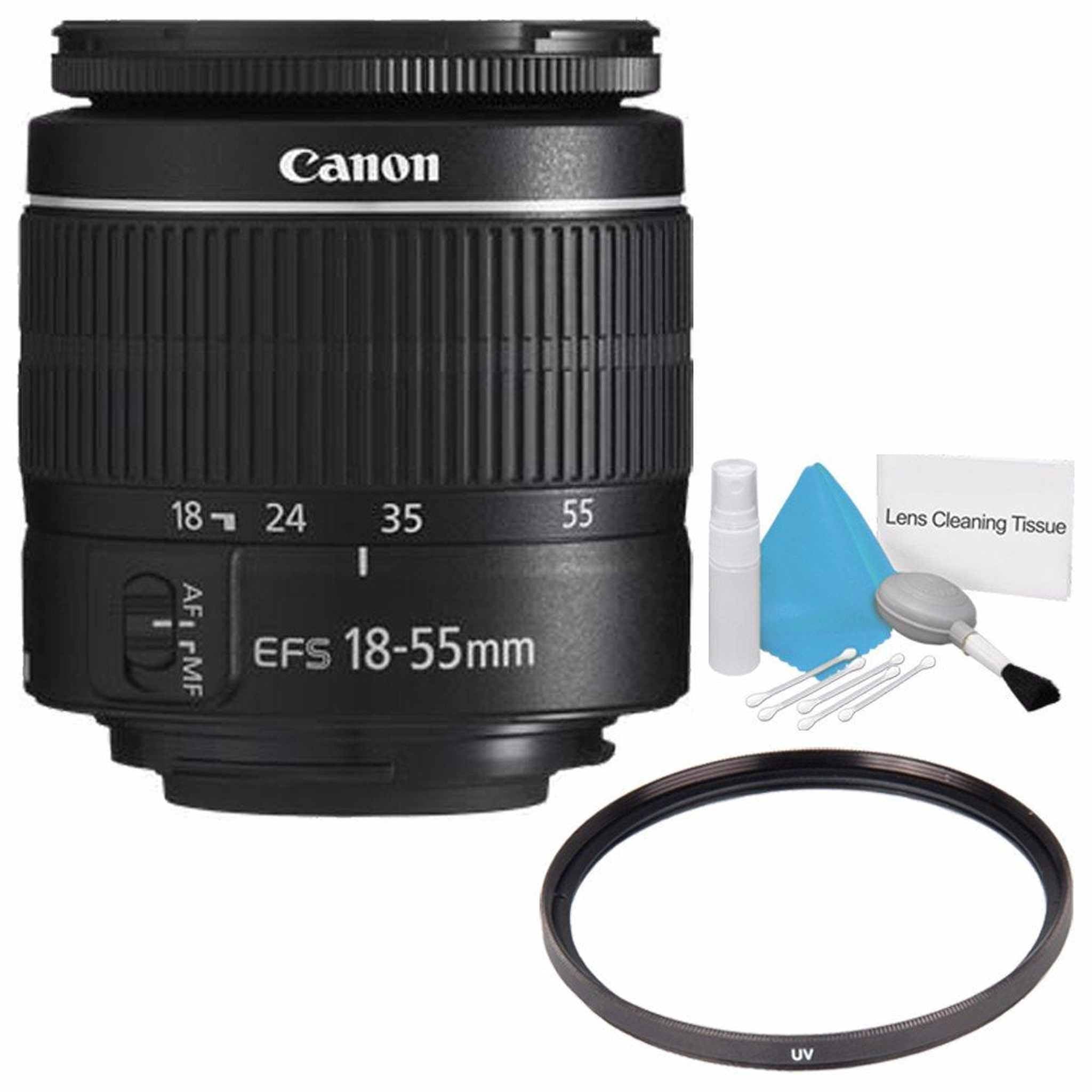 Canon EF-S 18-55mm f/3.5-5.6 III Lens International Model + 58mm UV Filter + Deluxe Cleaning Kit - Used Canon