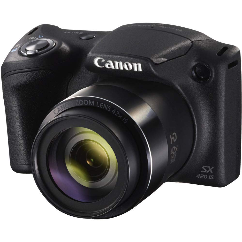 Canon PowerShot SX420 IS Digital Point and Shoot 20MP Camera + Extra Battery + Digital Flash + Camera Case + 16GB Class