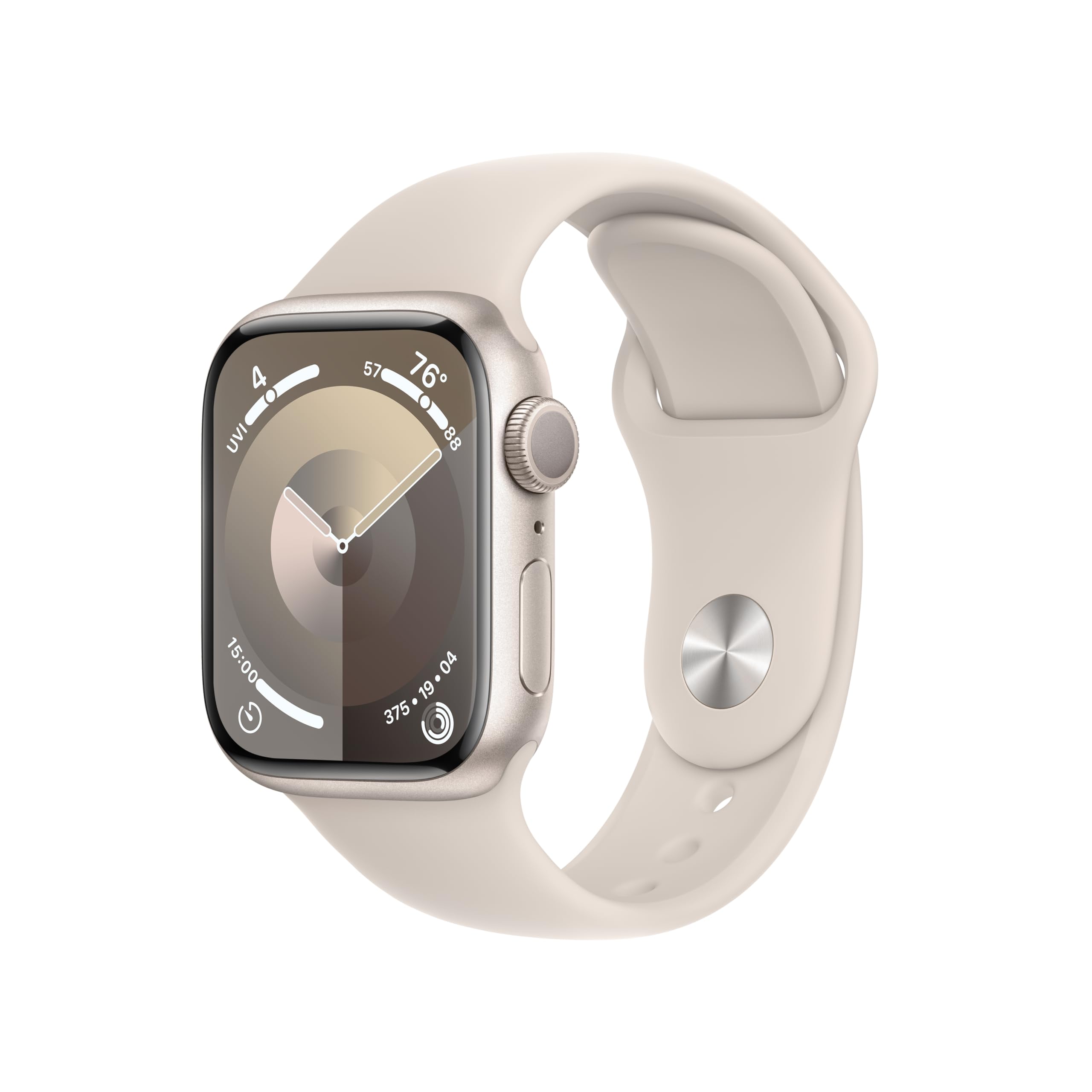Apple Watch Series 9 [GPS 41mm] Smartwatch with Starlight Aluminum Case with Starlight Sport Band M/L.