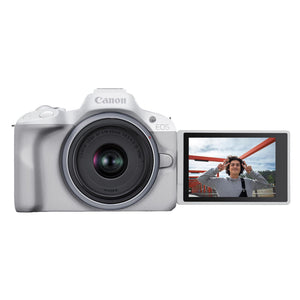 Canon EOS R50 Mirrorless Camera RF-S18-45mm F4.5-6.3 is STM Lens Kit, 24.2 Megapixel CMOS APS-C Sensor, 4K Video, Hybrid Camera, Photo and Video, Vlogging, Content Creator, RF Mount, White