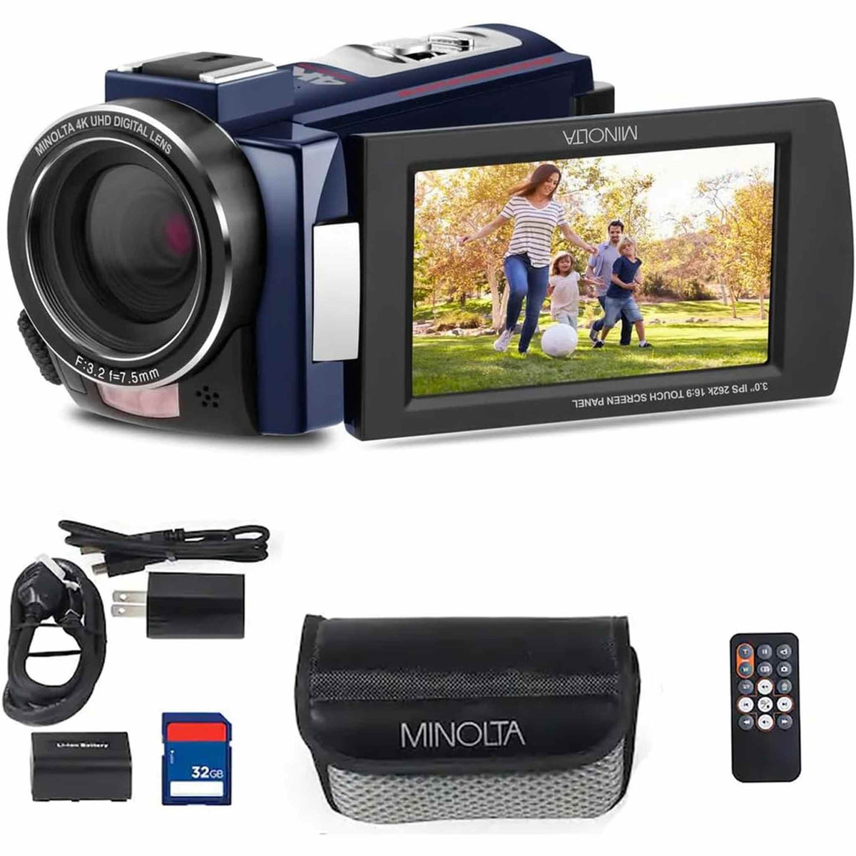 Minolta MN4K25NV 4K Ultra HD 30 MP Night Vision Camcorder Blue , MN4K25NV-W-BL
