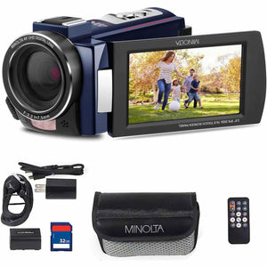 Minolta MN4K25NV 4K Ultra HD 30 MP Night Vision Camcorder Blue , MN4K25NV-W-BL