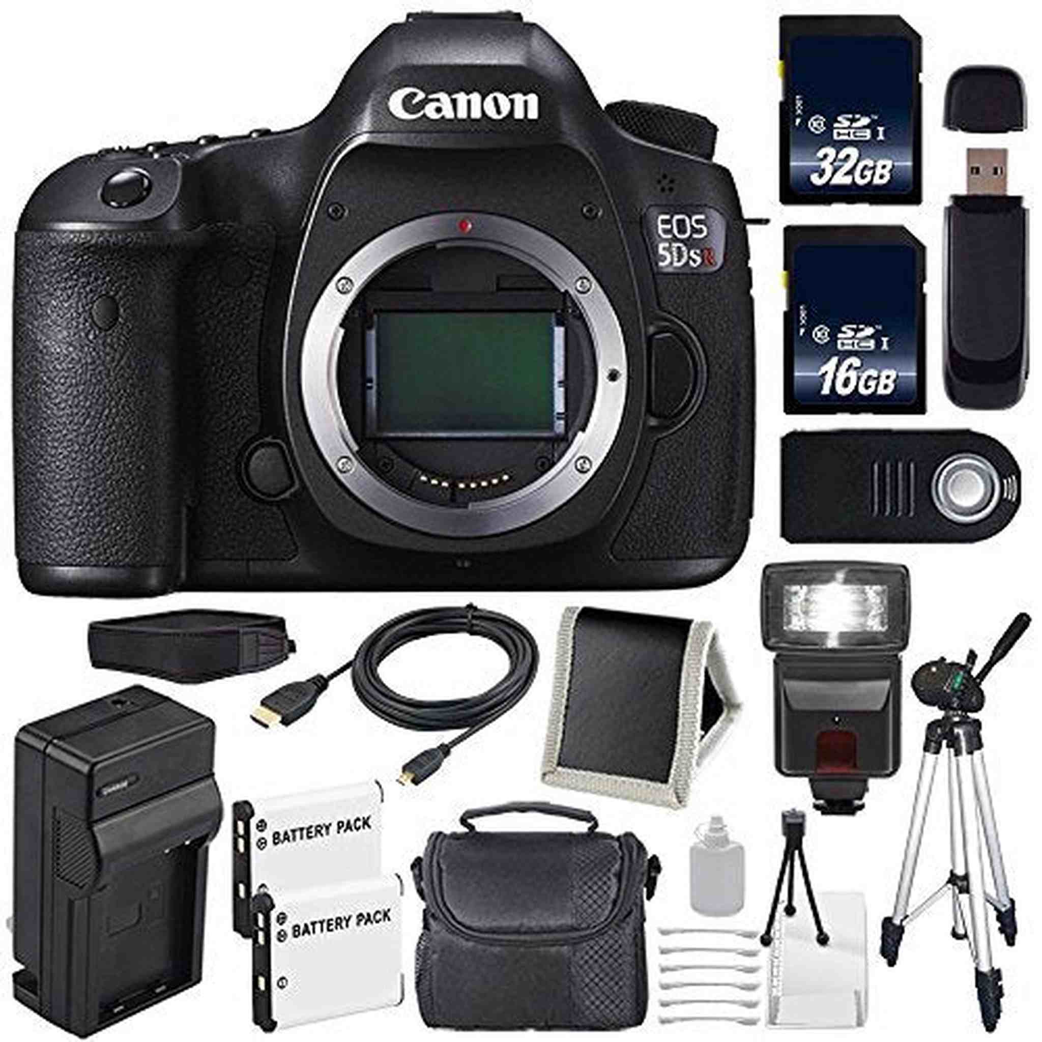 Canon EOS 5DS R DSLR Camera International Model 0582C002 + LP-E6 Battery + 32GB Card + 16GB Card Innovative Bundle Canon