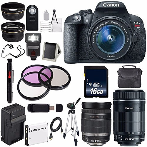Canon EOS Rebel T5i 18 MP CMOS Digital SLR Camera w/EF-S 18-55mm f/3.5-5.6 Lens (International Model) + Canon EF-S 18-20