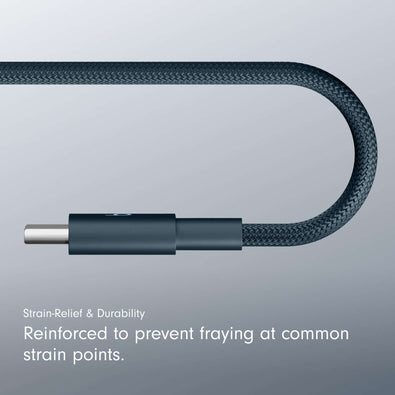 Beats USB-C to USB-C Woven Cable Fast Charging Durable/Tangle-Free Compatible Charger for Apple & Android Devices 1.5 m, 5 ft - Nitro Navy