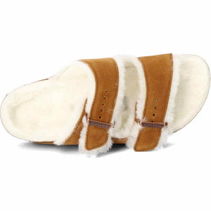 Birkenstock Women's Arizona Shearling Sandals, Mink, Tan, 5 Medium US