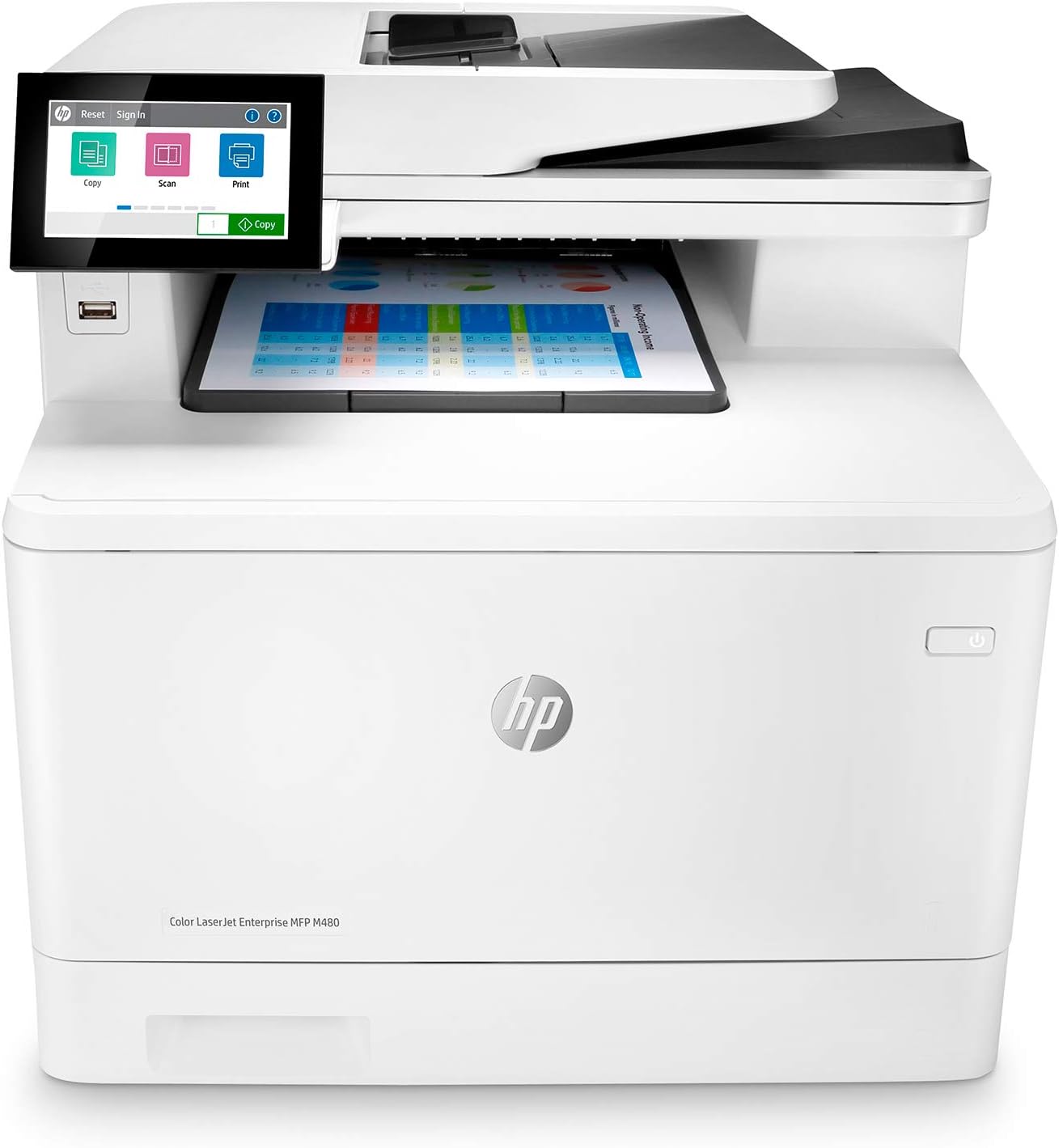 HP Color LaserJet Enterprise M480f Multifunction Duplex Printer (3QA55A) white