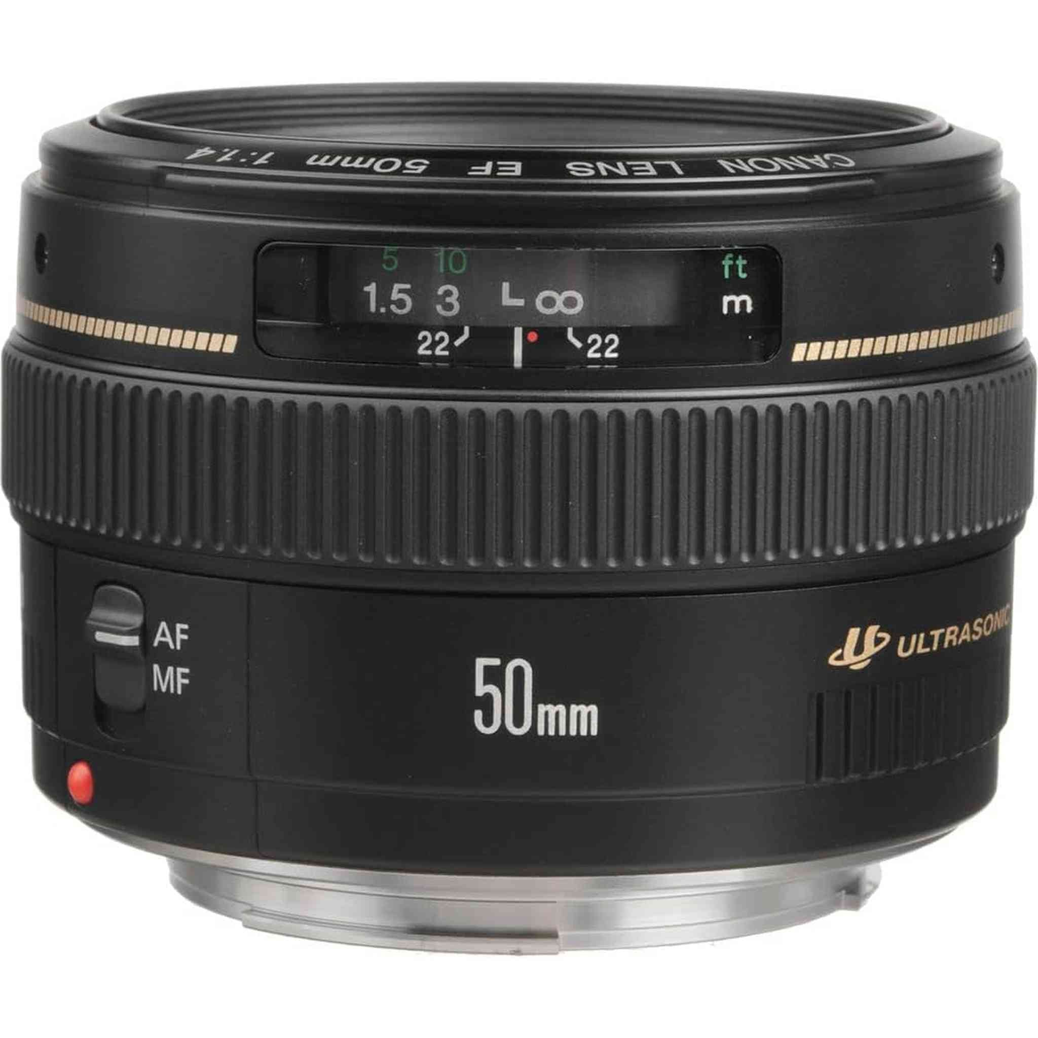 Canon EF 50mm f/1.4 USM Lens 2515A003 + Filter Kit + Lens Pouch + More - Reconditioned Canon
