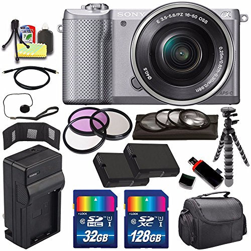 Sony Alpha a5000 Mirrorless Digital Camera with 16-50mm Lens (Silver) + Battery + Charger + 160GB Bundle 8 - Internation