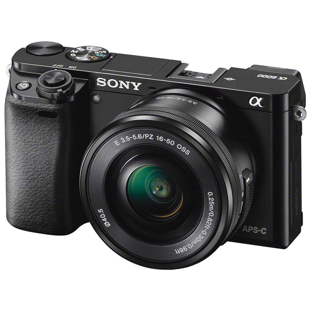 Sony Alpha a6000 Mirrorless Camera with 16-50mm Lens Black With Soft Bag, Tripod, Additional Battery, 64GB Memory Card, Card Reader , Plus Essential Accessories