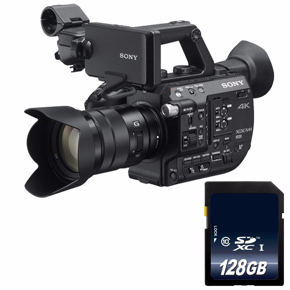 Sony PXW-FS5 XDCAM Super 35 Camera System with 18-105 Zoom Lens + 128GB SDXC Class 10 Memory Card Bundle - International