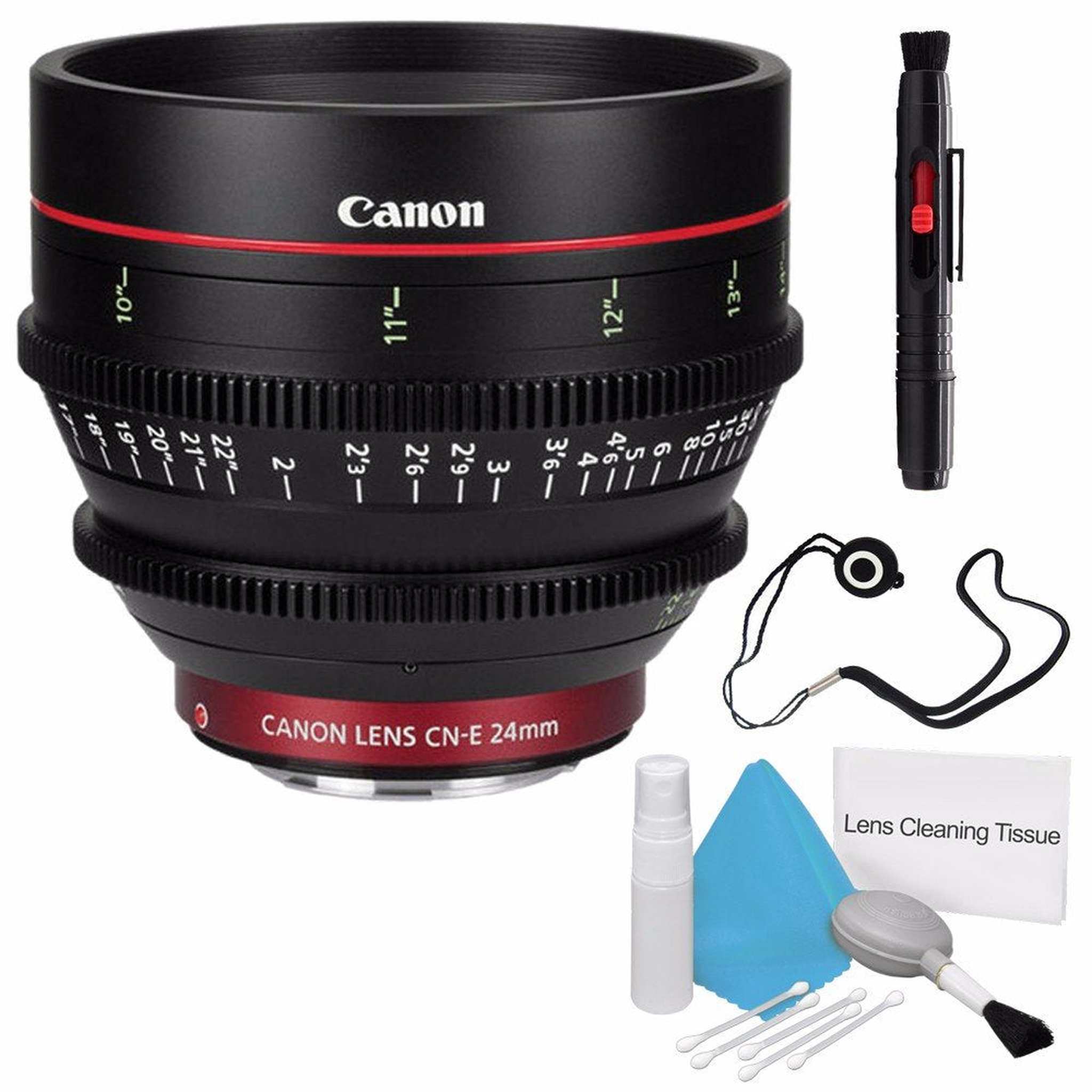 Canon CN-E 24mm T1.5 L F Cine Lens International Model + Deluxe Cleaning Kit + Lens Cap Keeper Pro Bundle