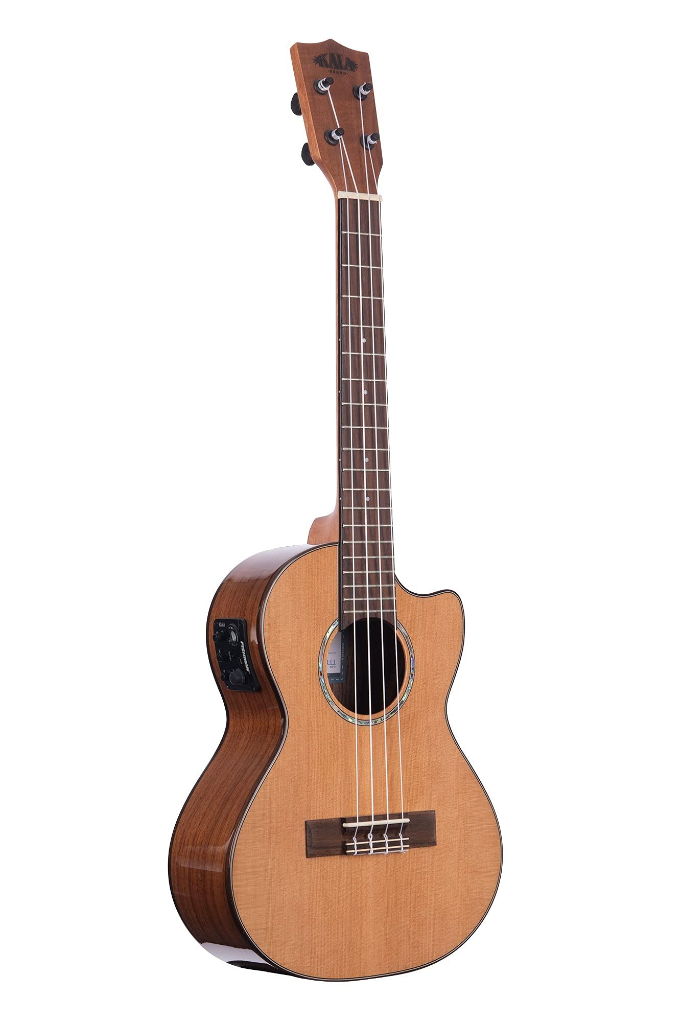 Kala Brand Music Co. Gloss Solid Cedar Top Acacia, 4-String Ukulele, Natural, Tenor KA-SCAC-T-CE