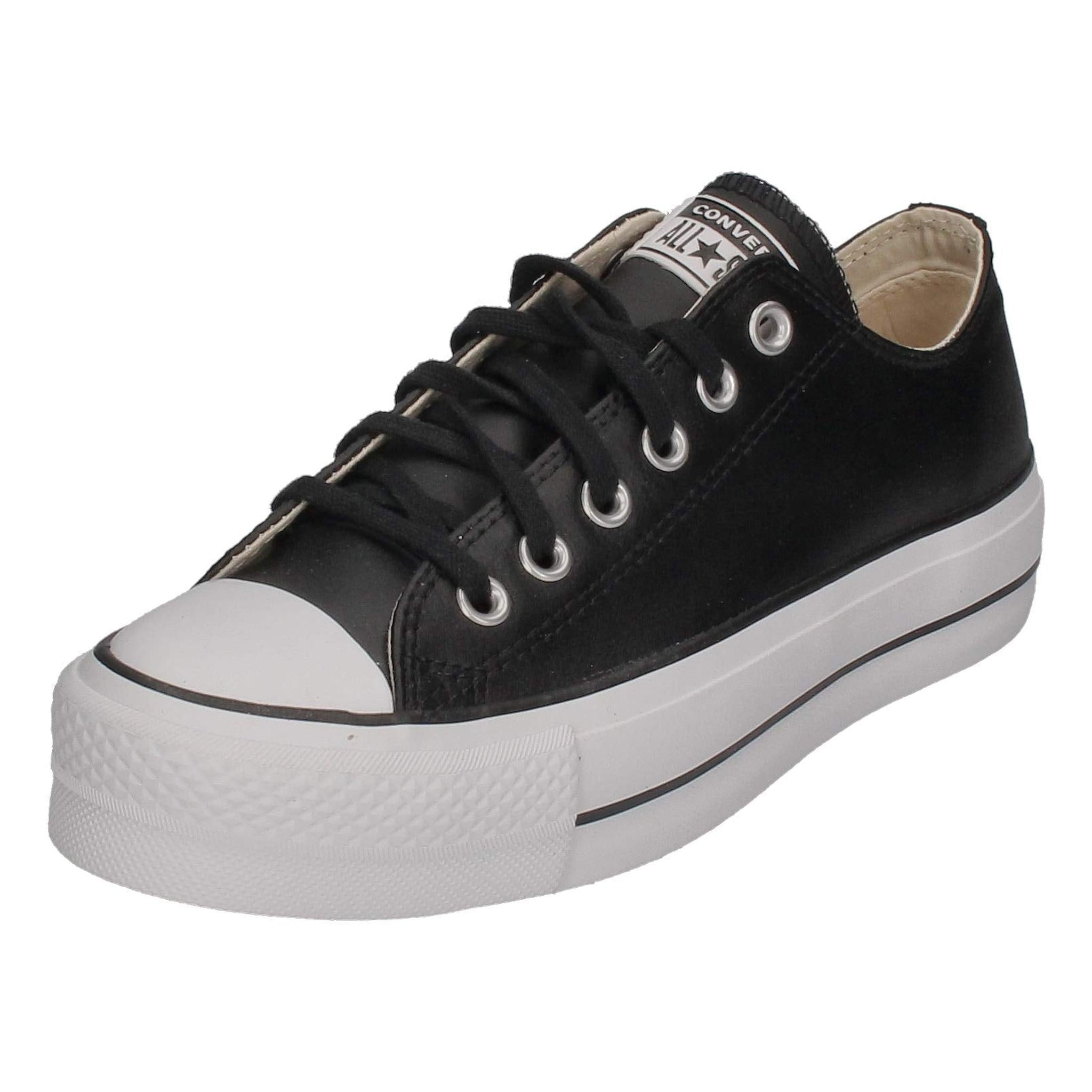Converse Women's Chuck Taylor All Star Lift Clean Sneaker, Black/Black/White, 8