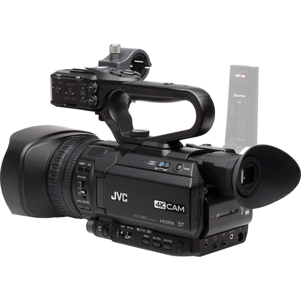 JVC GY-HM250 UHD 4K Streaming Camcorder with Built-in Lower-Thirds Graphics Basic Accessory Bundle