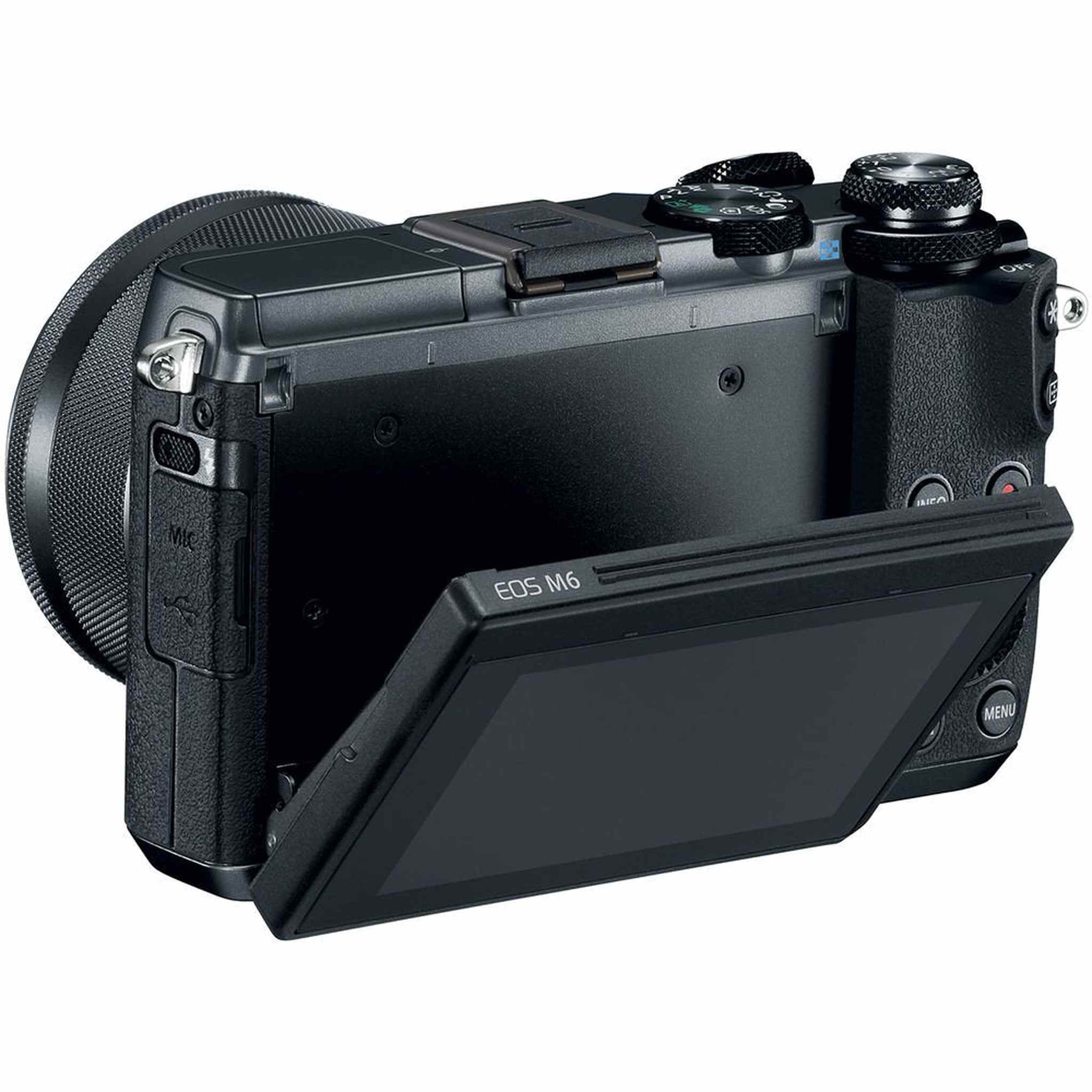 Canon EOS M6 Mirrorless Digital Camera with EF-M 15-45mm is STM Lens + Flexible Tripod + UV Protection Filter + Professi Canon