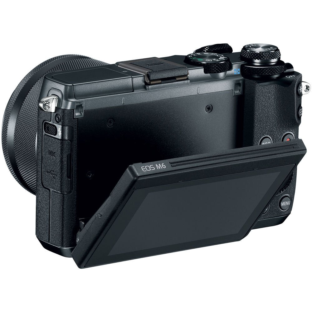 Canon EOS M6 Mirrorless Digital Camera with EF-M 15-45mm is STM Lens + Flexible Tripod + UV Protection Filter + Professi