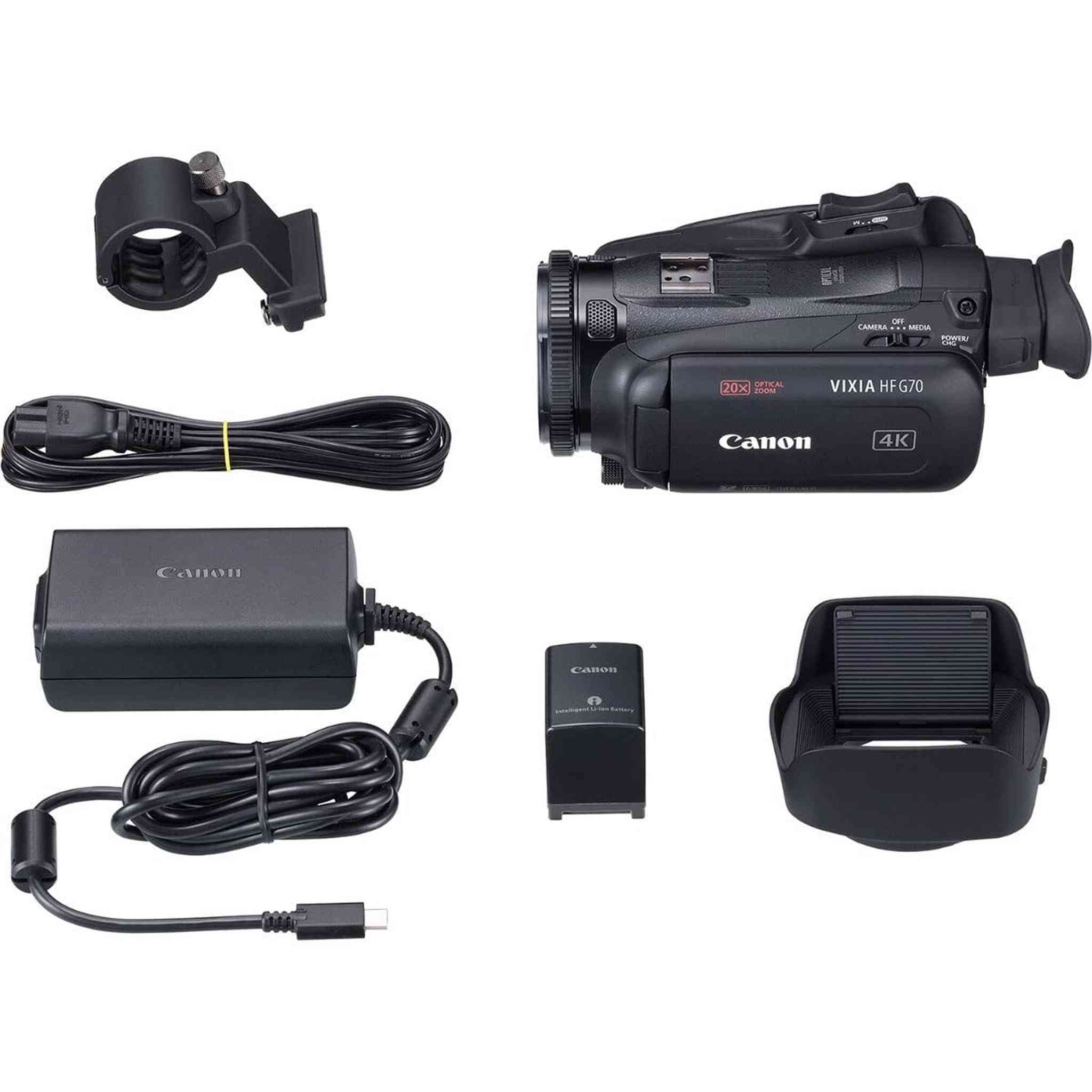 Canon VIXIA HF G70 Camcorder 1/2.3" 4K UHD CMOS Sensor 20x Optical Zoom, 800x Digital Zoom, Image Stabilization, HDMI, USB Live Streaming, Time Stamp On-Screen Display Recording