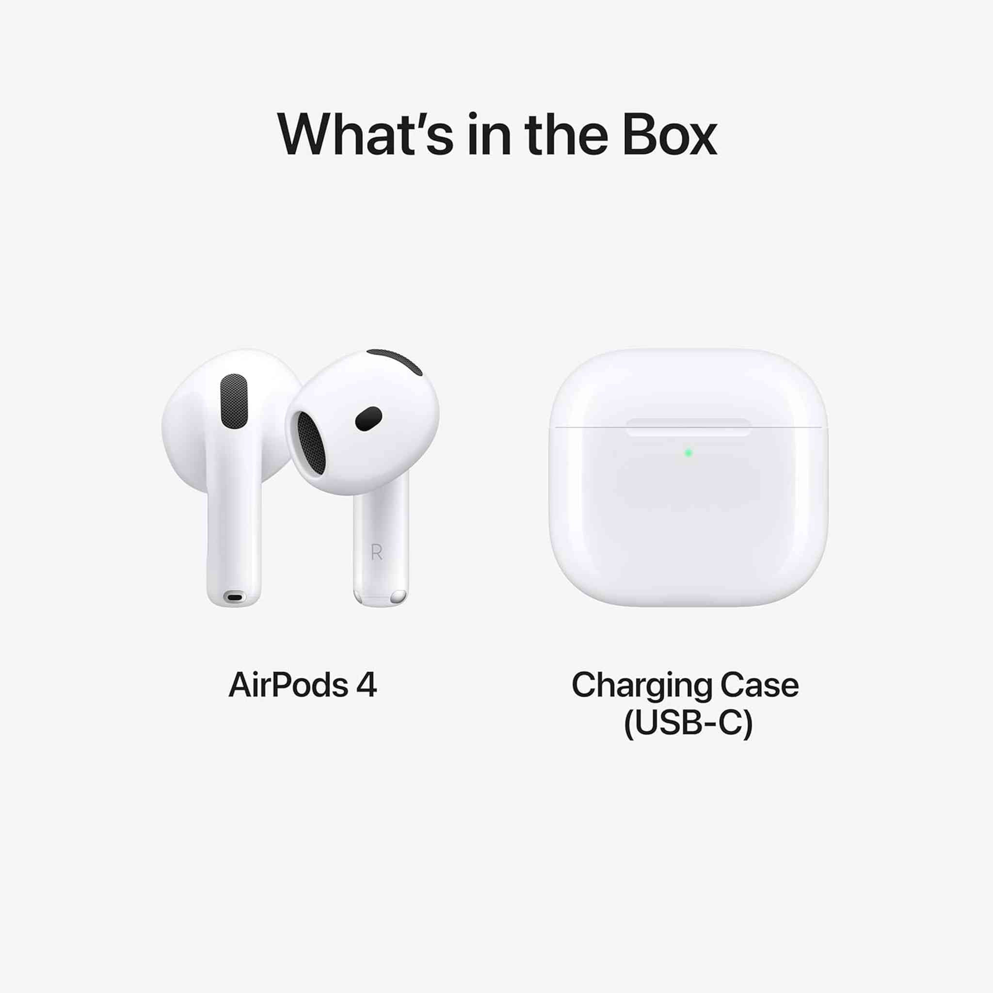 Apple AirPods 4 Wireless Earbuds, Bluetooth Headphones, Personalized Spatial Audio, Sweat and Water Resistant, USB-C Charging Case, H2 Chip, Up to 30 Hours of Battery Life, Effortless Setup for iPhone - Reconditioned Apple