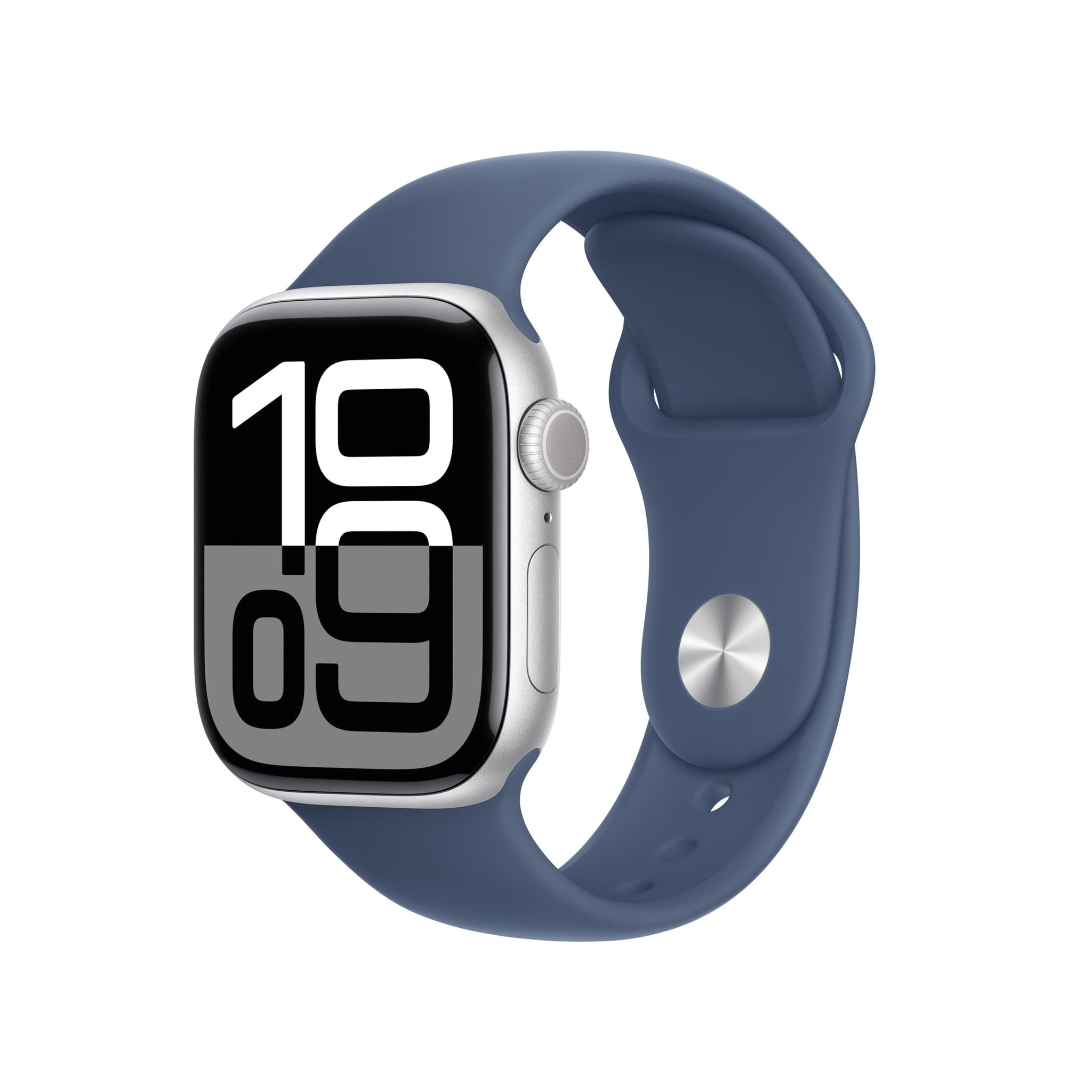 Apple Watch Series 10 GPS 42mm case Smartwatch with Silver Aluminium Case with Denim Sport Band - M/L. Fitness Tracker, ECG App, Always-On Retina Display, Water Resistant Apple