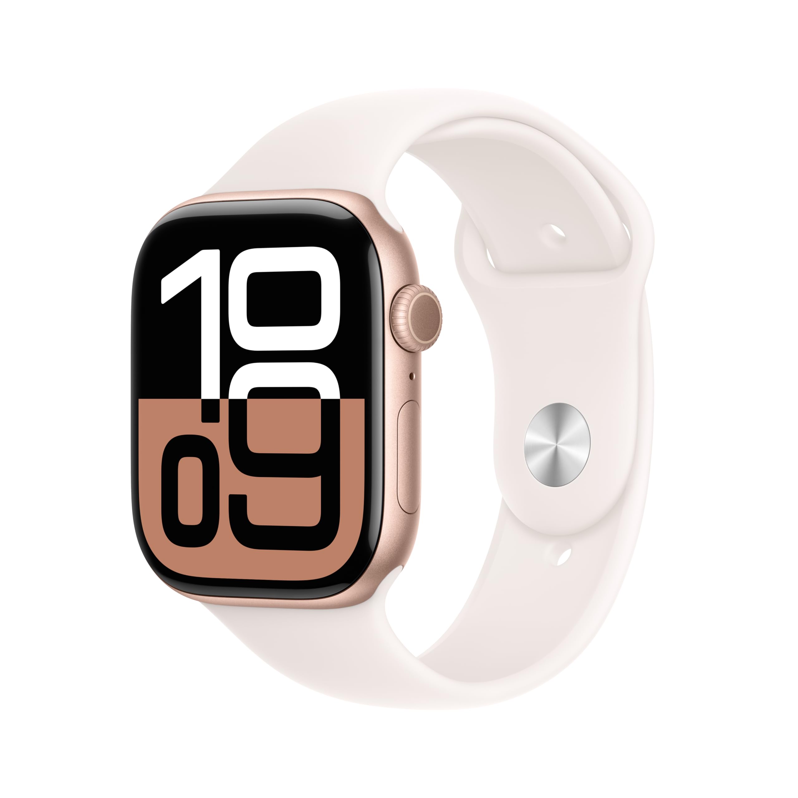 Apple Watch Series 10 GPS 46mm case Smartwatch with Rose Gold Aluminium Case with Light Blush Sport Band - M/L. Fitness Tracker, ECG App, Always-On Retina Display, Water Resistant