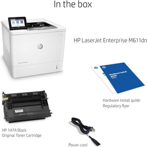 HP LaserJet Enterprise M611dn Monochrome Printer with built-in Ethernet & 2-sided printing 7PS84A