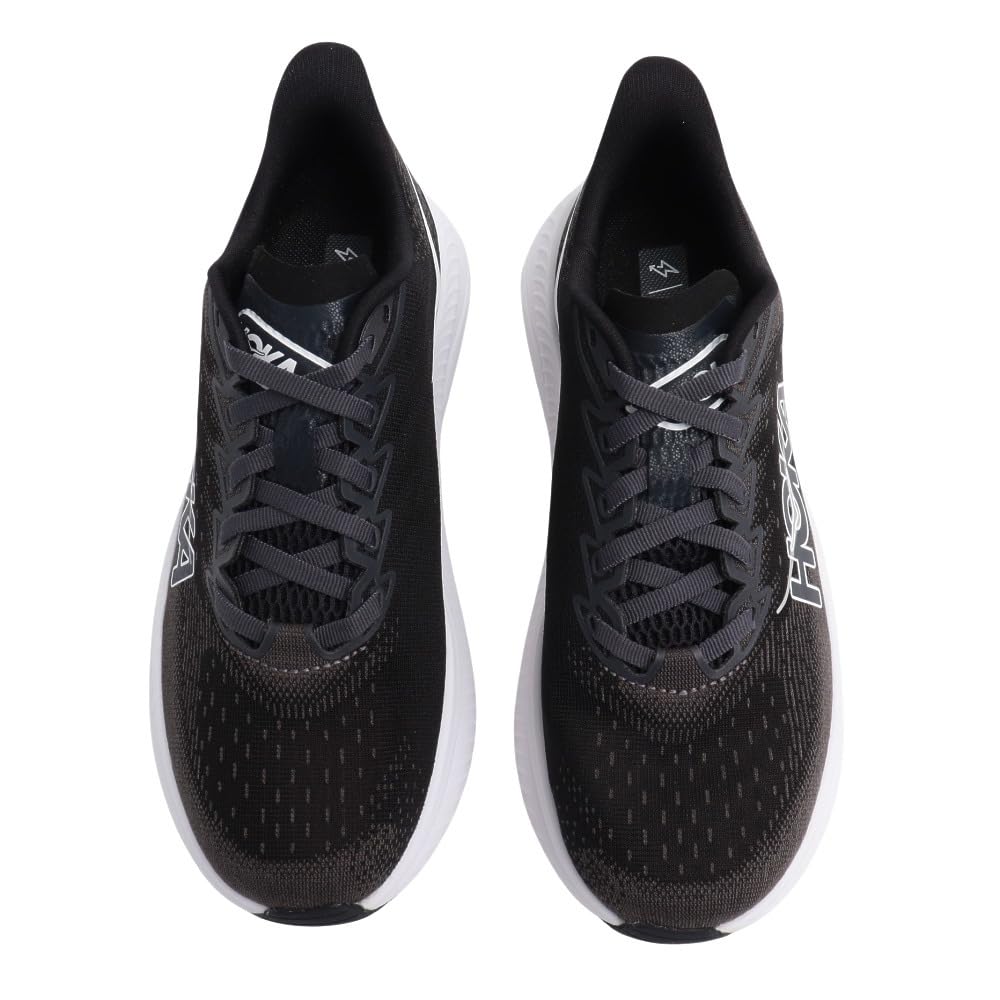 Hoka Women's Mach 6 Sneaker, Black/White, 7.5