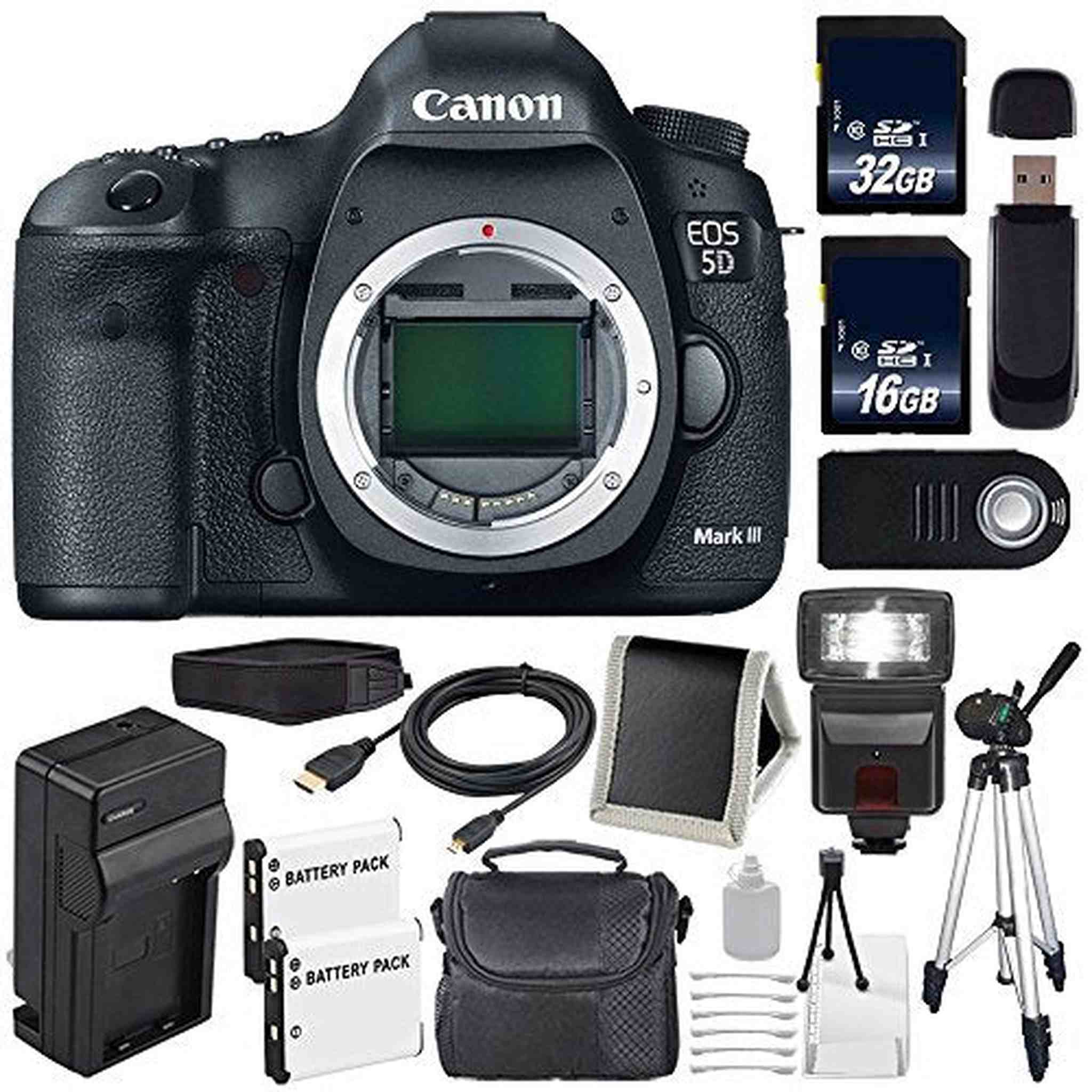 Canon EOD 5D III Digital Camera International Model + LP-E6 Battery + 32GB Card + 16GB Card Bundle - Used Canon