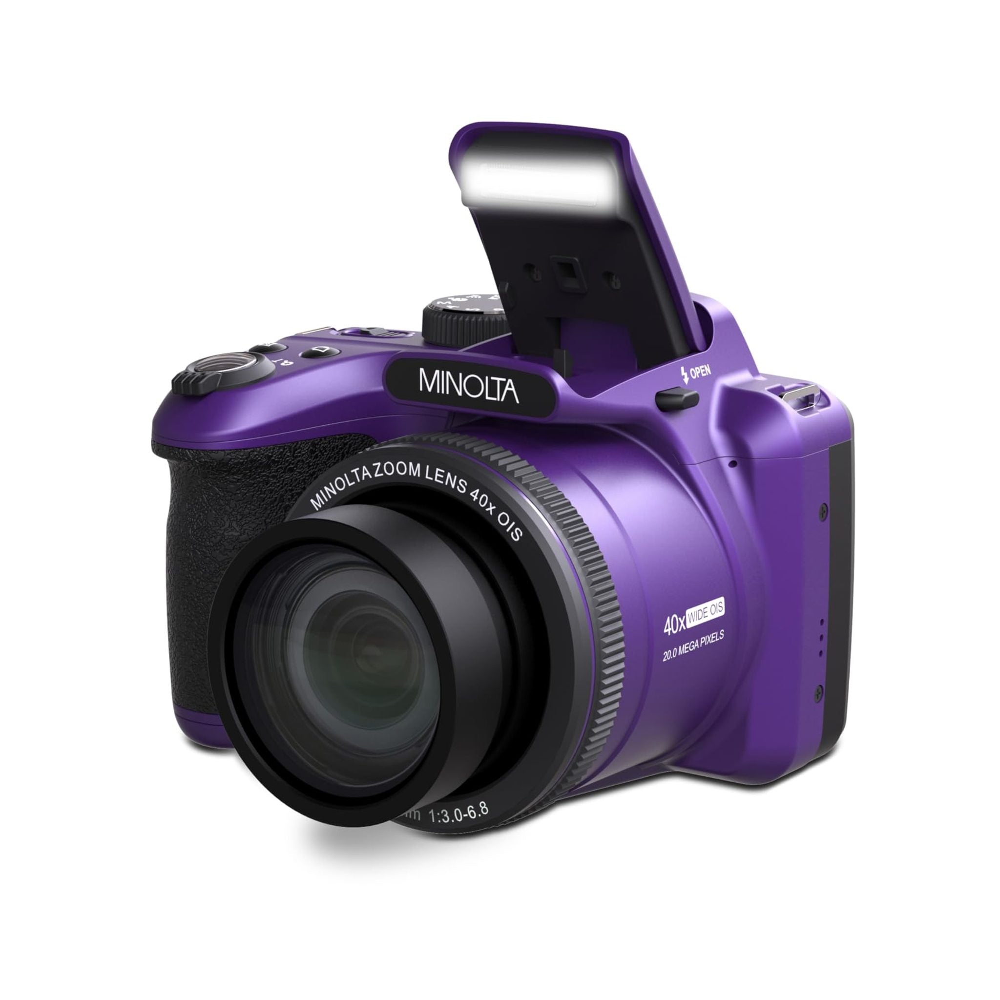 Minolta 20 Mega Pixels 40x Optical Zoom Digital Camera with 1080p FHD Video, Purple MINOLTA