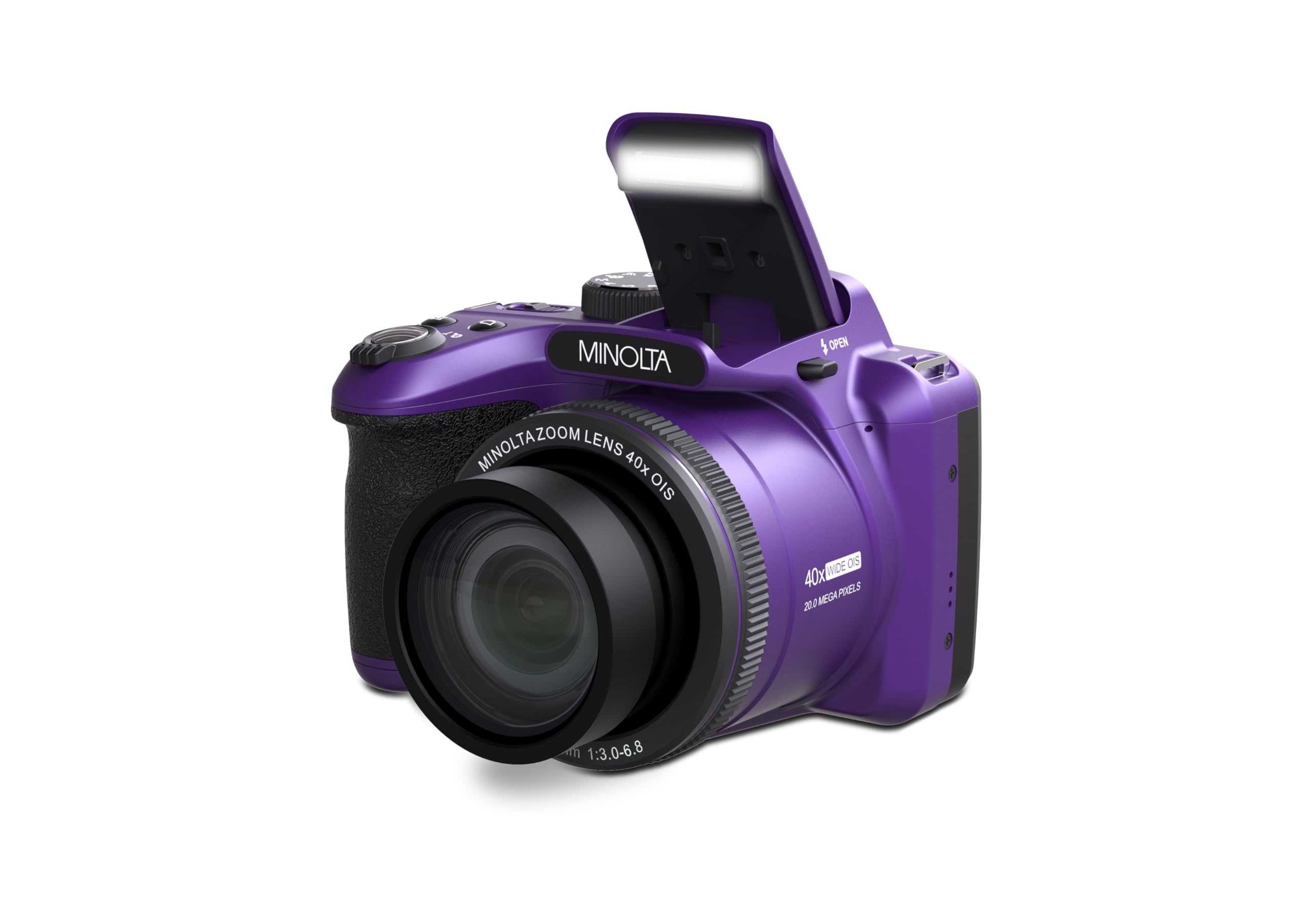 Minolta 20 Mega Pixels 40x Optical Zoom Digital Camera with 1080p FHD Video, Purple
